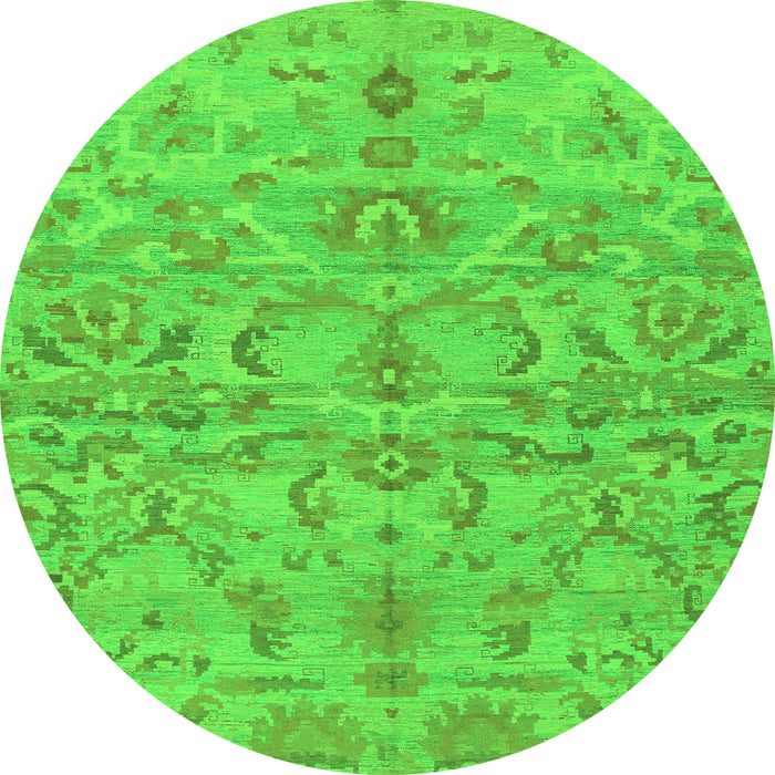 Round Abstract Green Modern Rug, abs1651grn