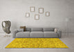 Machine Washable Abstract Yellow Modern Rug in a Living Room, wshabs1651yw