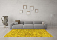 Machine Washable Abstract Yellow Modern Rug, wshabs1651yw