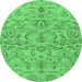 Round Abstract Emerald Green Modern Rug, abs1651emgrn