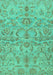 Machine Washable Abstract Turquoise Modern Area Rugs, wshabs1651turq