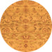 Round Machine Washable Abstract Orange Modern Area Rugs, wshabs1651org