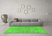 Machine Washable Abstract Green Modern Area Rugs in a Living Room,, wshabs1651grn