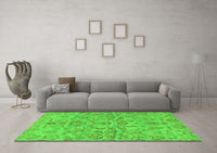 Machine Washable Abstract Green Modern Rug, wshabs1651grn