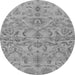 Round Machine Washable Abstract Gray Modern Rug, wshabs1651gry