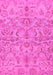 Machine Washable Abstract Pink Modern Rug, wshabs1651pnk