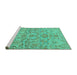 Sideview of Machine Washable Abstract Turquoise Modern Area Rugs, wshabs1651turq