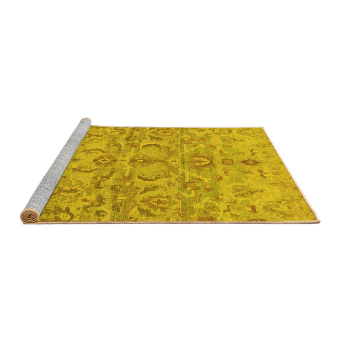 Sideview of Machine Washable Abstract Yellow Modern Rug, wshabs1651yw