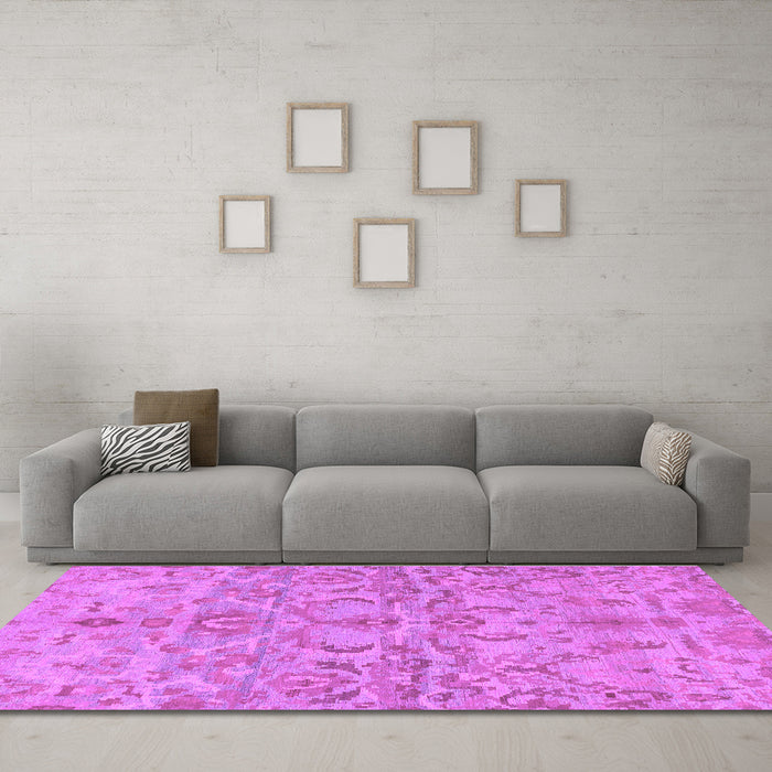 Machine Washable Abstract Purple Modern Area Rugs in a Living Room, wshabs1651pur
