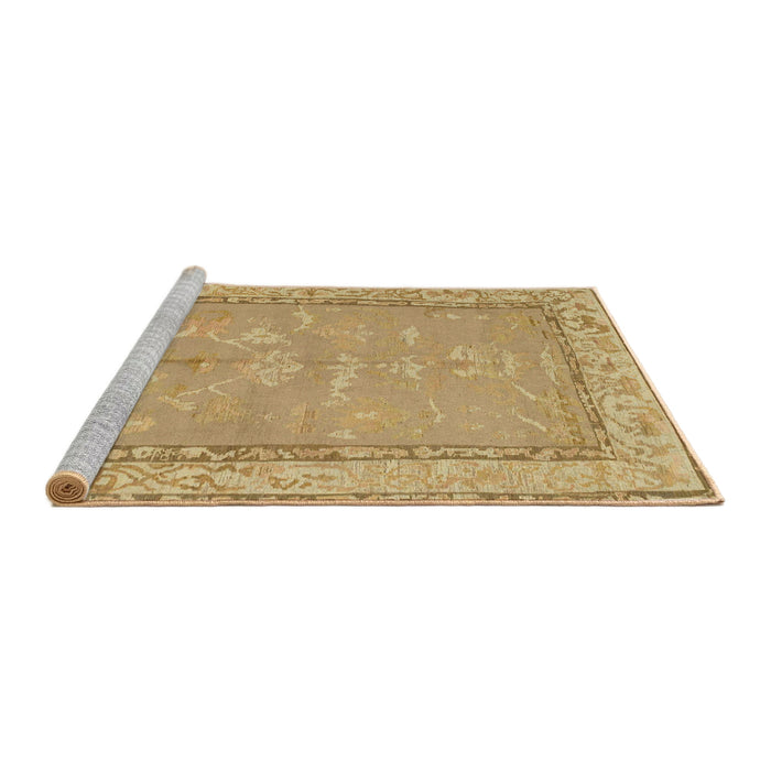 Sideview of Machine Washable Abstract Cinnamon Brown Rug, wshabs1652