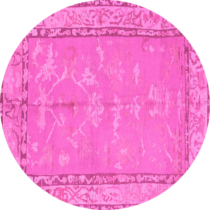 Round Abstract Pink Modern Rug, abs1652pnk