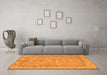 Machine Washable Abstract Orange Modern Area Rugs in a Living Room, wshabs1652org