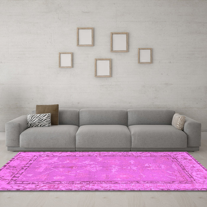 Machine Washable Abstract Purple Modern Area Rugs in a Living Room, wshabs1652pur