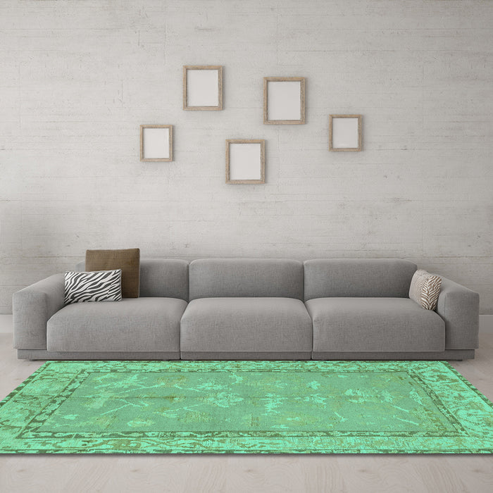 Machine Washable Abstract Turquoise Modern Area Rugs in a Living Room,, wshabs1652turq
