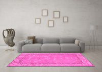 Machine Washable Abstract Pink Modern Rug, wshabs1652pnk