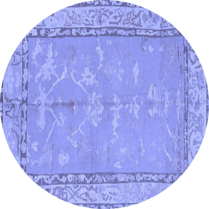 Round Abstract Blue Modern Rug, abs1652blu