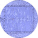 Round Abstract Blue Modern Rug, abs1652blu