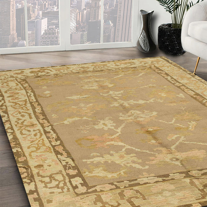 Abstract Cinnamon Brown Modern Rug in Family Room, abs1652