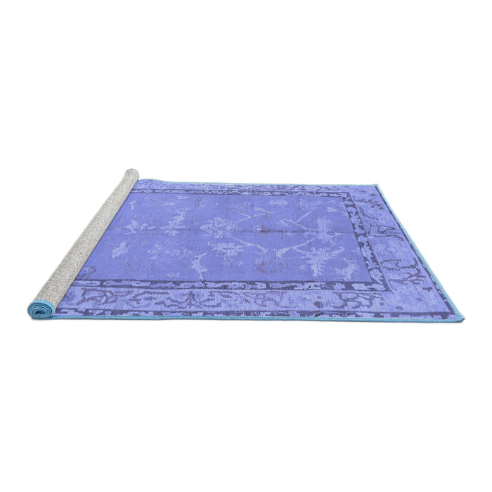 Sideview of Machine Washable Abstract Blue Modern Rug, wshabs1652blu