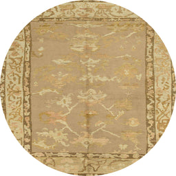 Round Abstract Cinnamon Brown Modern Rug, abs1652