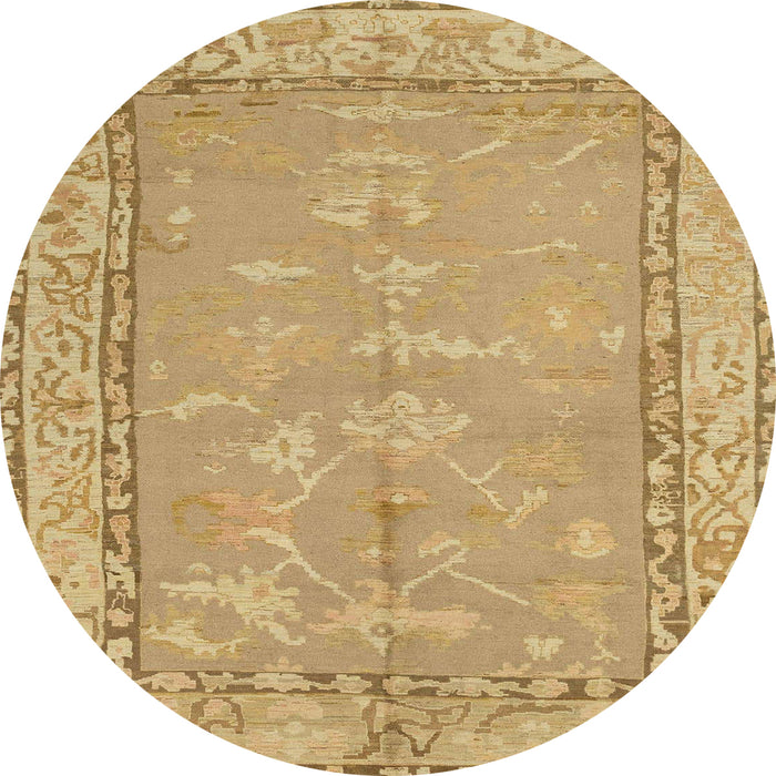 Round Abstract Cinnamon Brown Modern Rug, abs1652