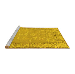 Sideview of Machine Washable Abstract Yellow Modern Rug, wshabs1652yw