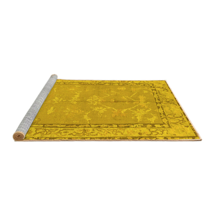 Sideview of Machine Washable Abstract Yellow Modern Rug, wshabs1652yw