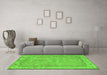 Machine Washable Abstract Green Modern Area Rugs in a Living Room,, wshabs1652grn