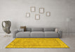 Machine Washable Abstract Yellow Modern Rug in a Living Room, wshabs1652yw