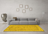 Machine Washable Abstract Yellow Modern Rug, wshabs1652yw