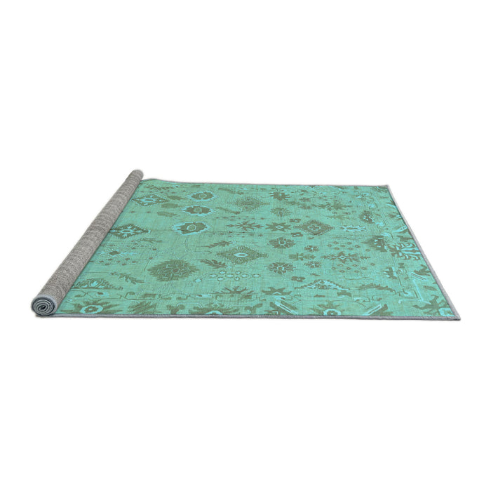 Sideview of Machine Washable Oriental Light Blue Traditional Rug, wshabs1653lblu