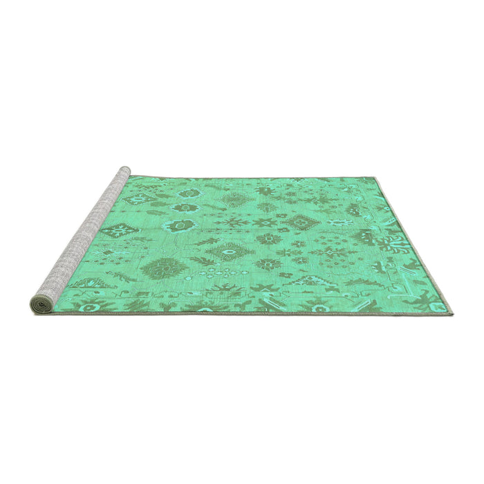 Sideview of Machine Washable Oriental Turquoise Traditional Area Rugs, wshabs1653turq