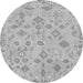 Round Machine Washable Oriental Gray Traditional Rug, wshabs1653gry