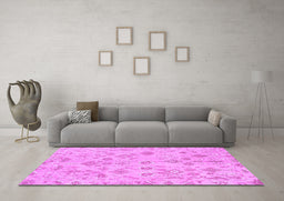 Machine Washable Oriental Purple Traditional Area Rugs in a Living Room, wshabs1653pur