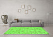 Machine Washable Oriental Green Traditional Area Rugs in a Living Room,, wshabs1653grn