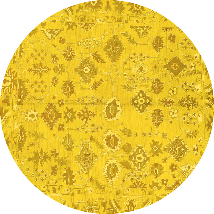 Round Oriental Yellow Traditional Rug, abs1653yw