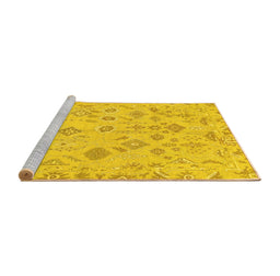Sideview of Machine Washable Oriental Yellow Traditional Rug, wshabs1653yw