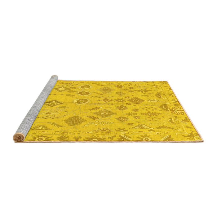 Sideview of Machine Washable Oriental Yellow Traditional Rug, wshabs1653yw