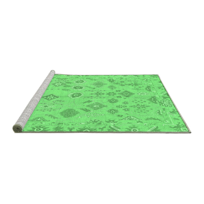 Sideview of Machine Washable Oriental Emerald Green Traditional Area Rugs, wshabs1653emgrn