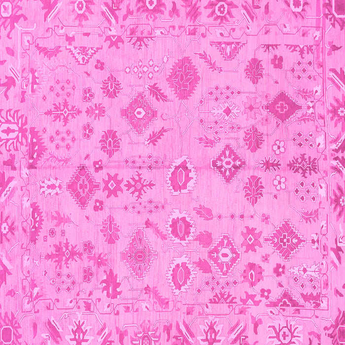Square Machine Washable Oriental Pink Traditional Rug, wshabs1653pnk