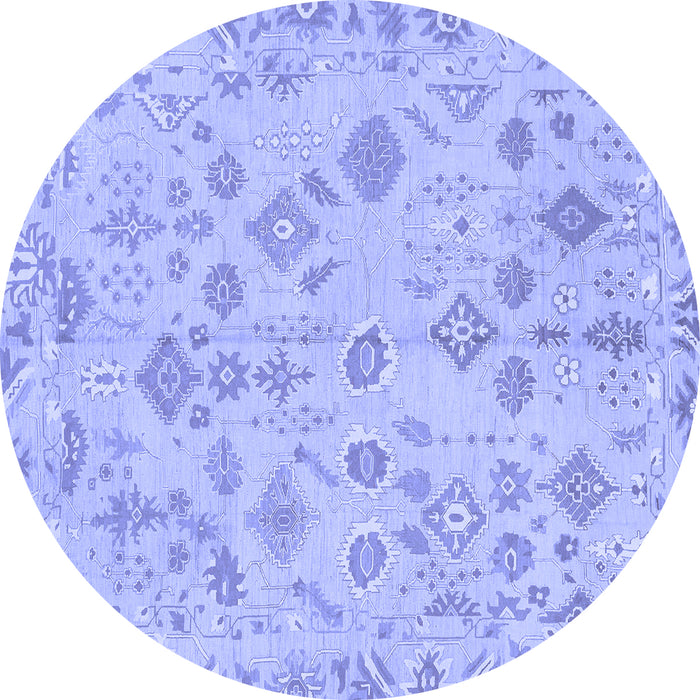 Round Machine Washable Oriental Blue Traditional Rug, wshabs1653blu