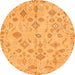 Round Machine Washable Oriental Orange Traditional Area Rugs, wshabs1653org