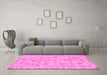 Machine Washable Oriental Pink Traditional Rug in a Living Room, wshabs1653pnk