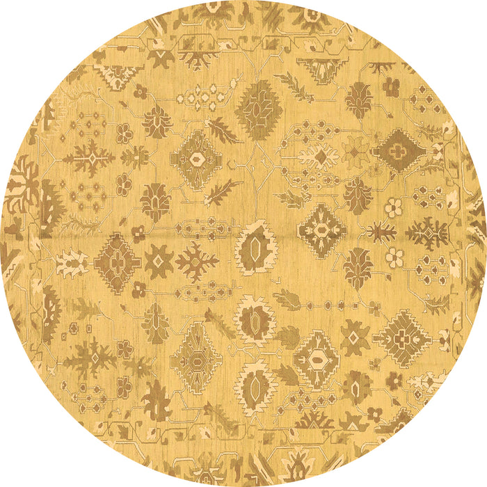 Round Machine Washable Oriental Brown Traditional Rug, wshabs1653brn