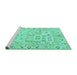 Sideview of Machine Washable Abstract Turquoise Modern Area Rugs, wshabs1654turq