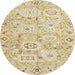 Round Abstract Brown Gold Modern Rug, abs1654