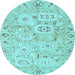 Round Abstract Light Blue Modern Rug, abs1654lblu