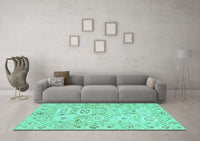 Machine Washable Abstract Turquoise Modern Rug, wshabs1654turq