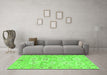 Machine Washable Abstract Green Modern Area Rugs in a Living Room,, wshabs1654grn