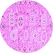 Round Machine Washable Abstract Purple Modern Area Rugs, wshabs1654pur